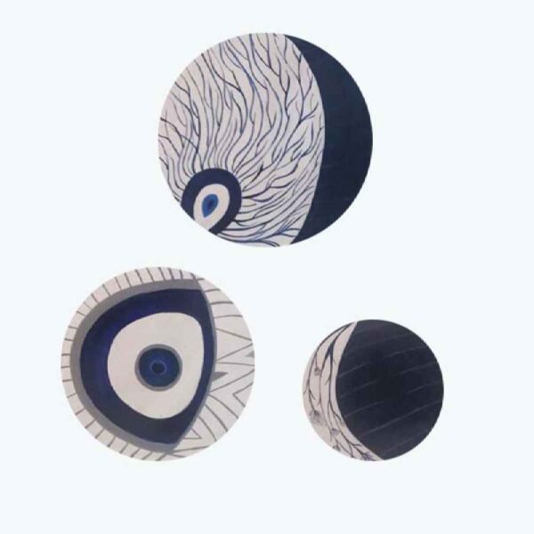 Set von 3 handgemalten dekorativen Keramiktellern Nazar