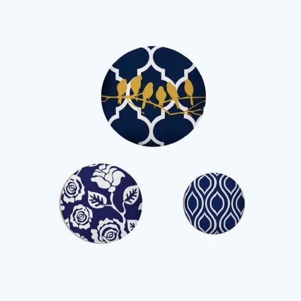 Set von 3 handgemalten dekorativen Keramiktellern Parandeh