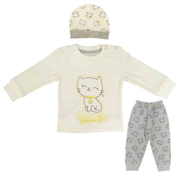 Set aus 3 Neugeborenen Baby Bekleidung Modell Katze