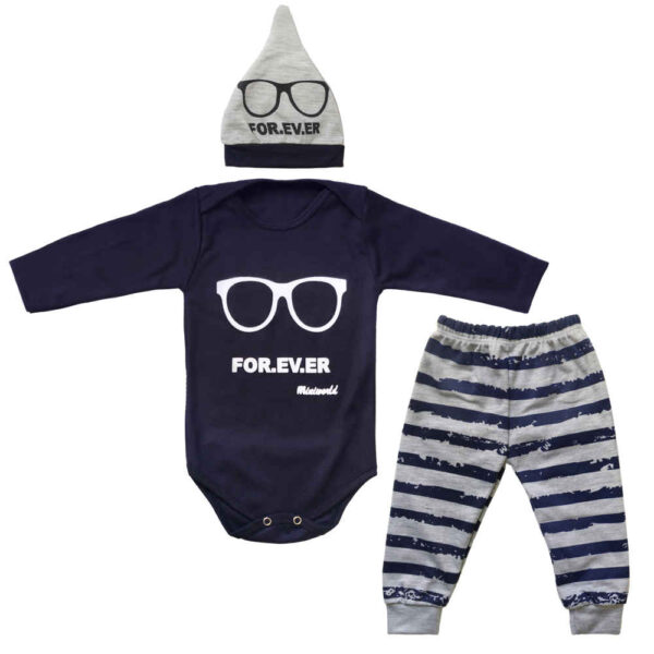 Set aus 3 Neugeborenen Baby Bekleidung Modell Brille