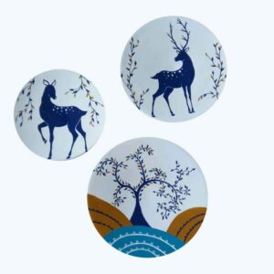 Set von 3 handgemalten dekorativen Keramiktellern Ghazal