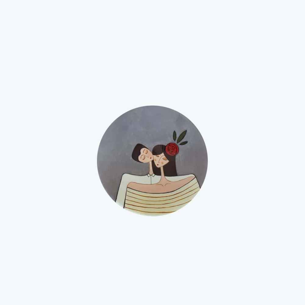 Dreiteiliges handbemaltes Keramik-Dekorations-Teller-Set „Liebesbildnis“