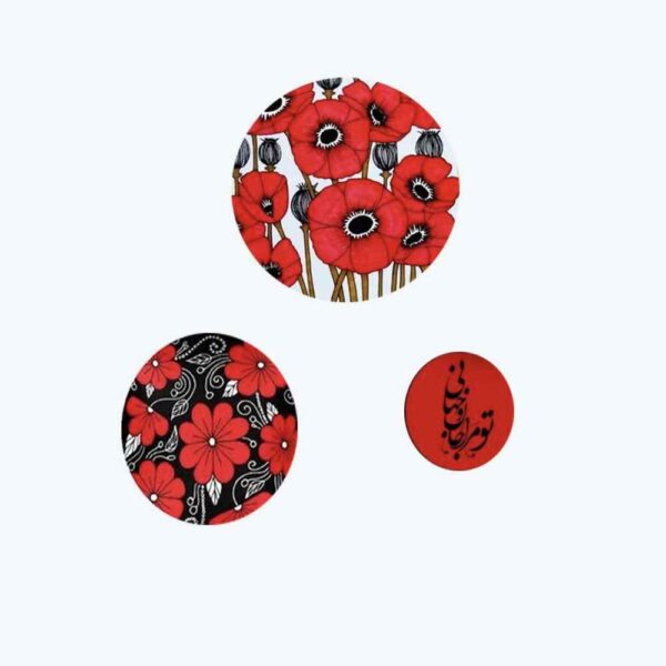 Set von 3 handgemalten dekorativen Keramiktellern Jahan