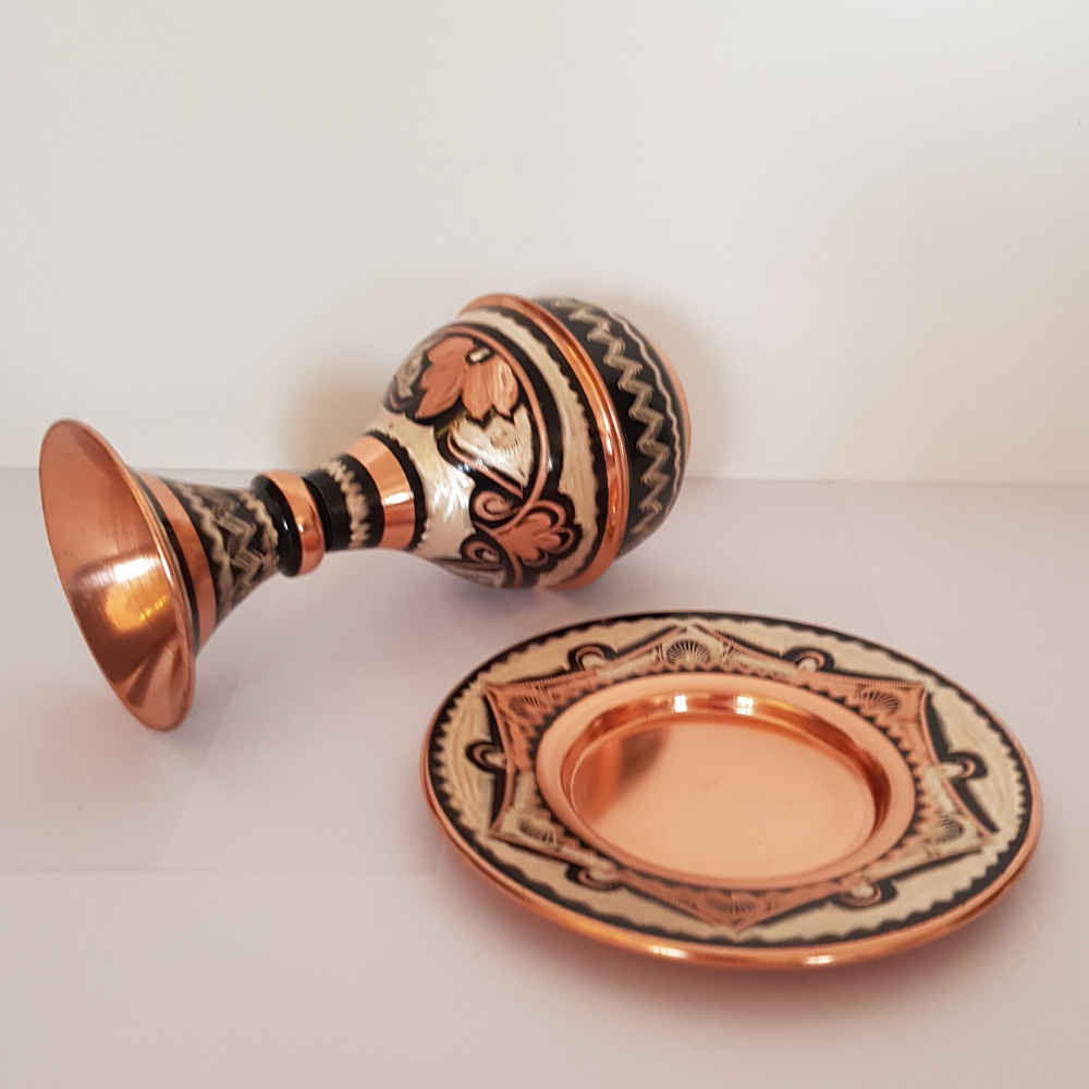 Dekorative Kupfervase, handbemalt mit Persischer Minakari-Emaille Helen