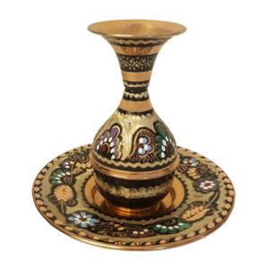 Dekorative Kupfervase, handbemalt mit Persischer Minakari-Emaille Samin