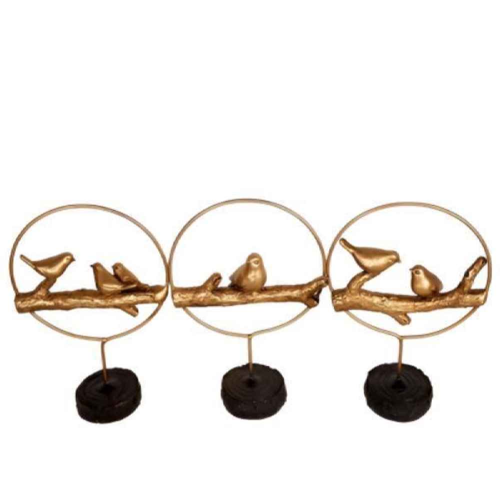 Set aus 3 realistischen Spatzen-Figuren - Lebensechte Vogel-Skulpturen