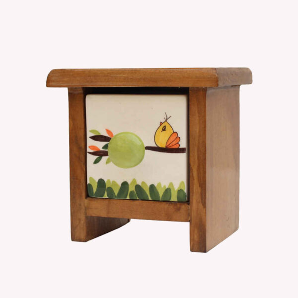 Handgefertigte Kommode mit 1 Keramikschublade und Holzkasten