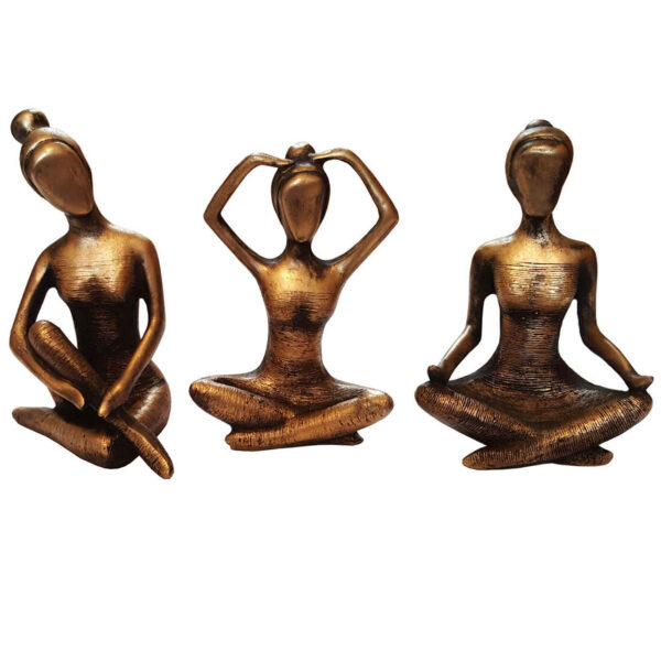 Set aus 3 dekorativen Yoga-Mädchen-Figuren - Friedliche Yoga-Posen-Kunst