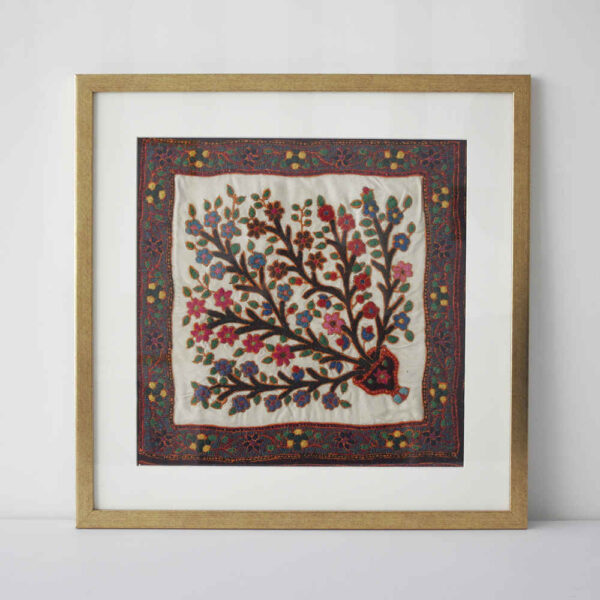 Persische Bestickte Wandteppich-Wanddekoration – Florale Zendegi Textilkunst