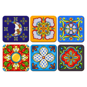 Set aus Untersetzern mit persisch inspiriertem künstlerischen Design Schön