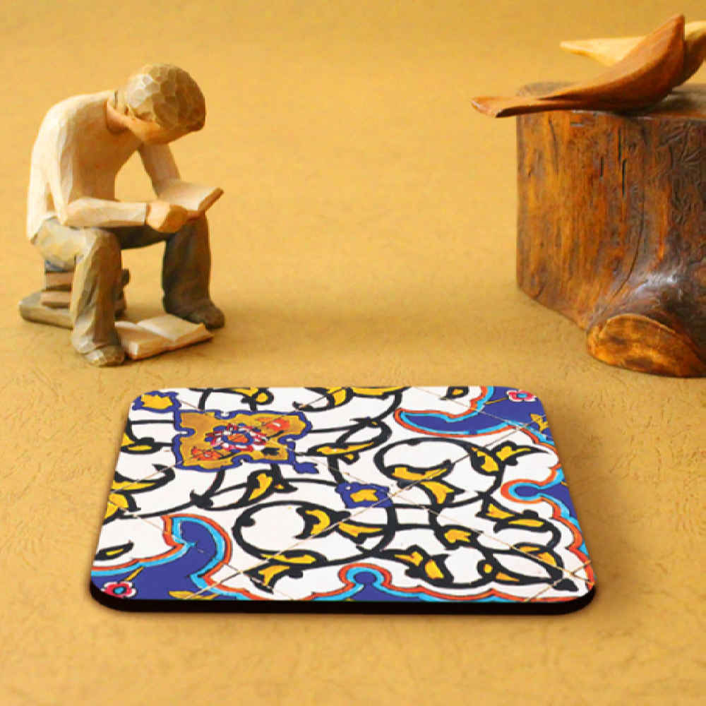 Set aus Untersetzern & Halter mit persisch inspiriertem künstlerischen Design Bita