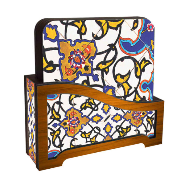 Set aus Untersetzern & Halter mit persisch inspiriertem künstlerischen Design Bita