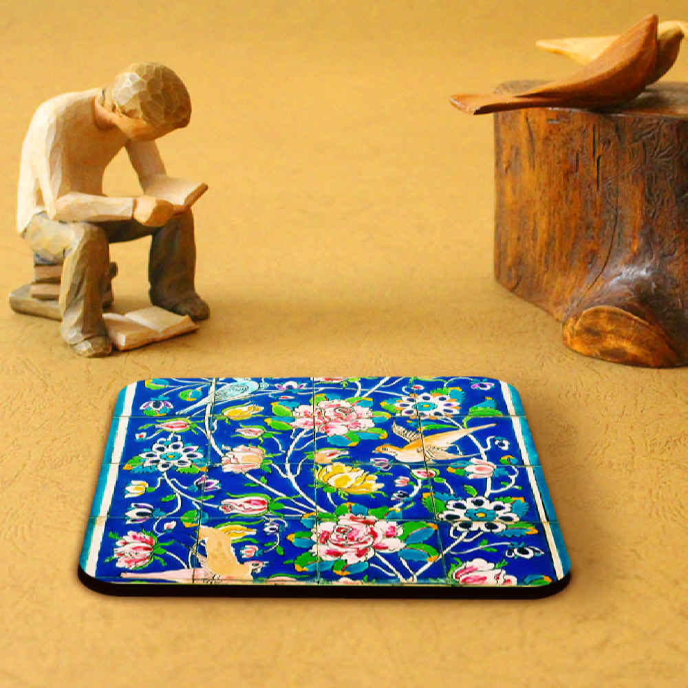 Set aus Untersetzern & Halter mit persisch inspiriertem künstlerischen Design Floral