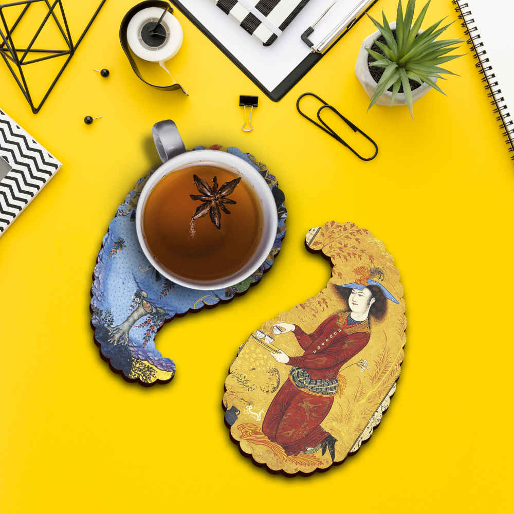 Set aus Untersetzern mit persisch inspiriertem künstlerischen Design Ghajar