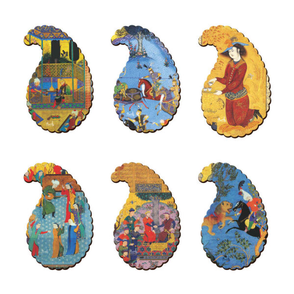 Set aus Untersetzern mit persisch inspiriertem künstlerischen Design Ghajar