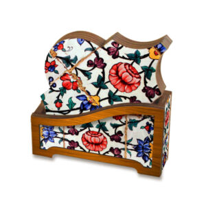 Set aus Untersetzern & Halter mit persisch inspiriertem künstlerischen Design Negar
