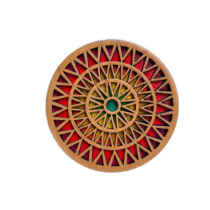 Geometrischer Holzuntersetzer mit dem Design Raika (x2)