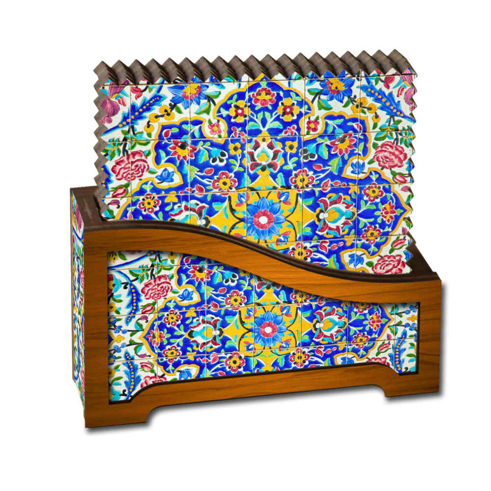 Set aus Untersetzern & Halter mit persisch inspiriertem künstlerischen Design Saleh