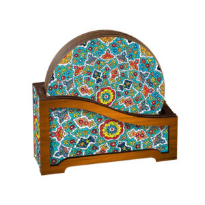 Set aus Untersetzern & Halter mit persisch inspiriertem Mandala-Design Sama
