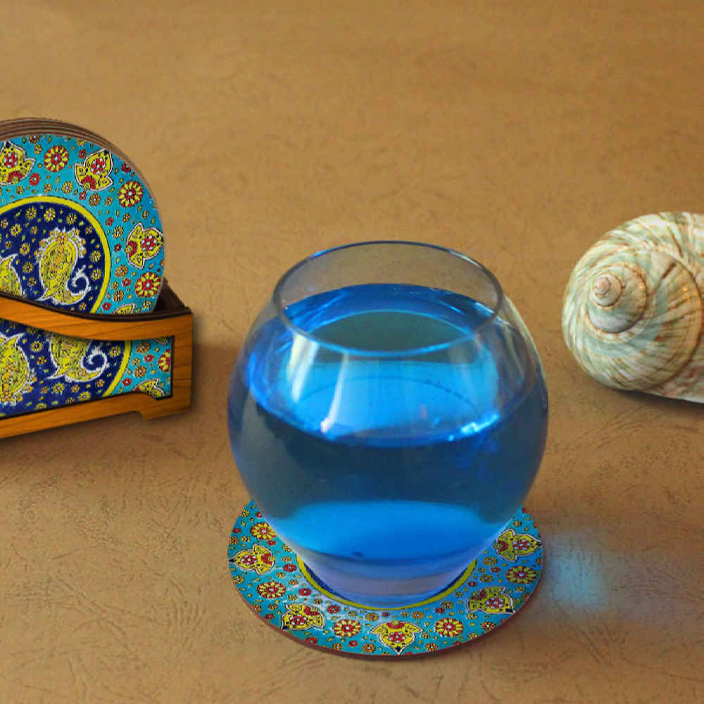 Set aus Untersetzern & Halter mit persisch inspiriertem künstlerischen Design Sonati