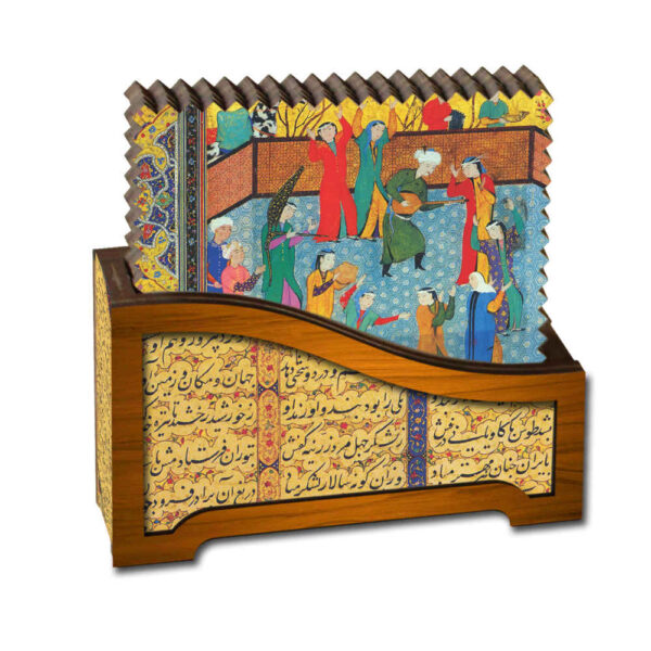 Set aus Untersetzern & Halter mit persisch inspiriertem künstlerischen Design Stamp