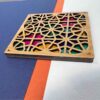 Geometrischer Holzuntersetzer mit dem Design Tara (x2)
