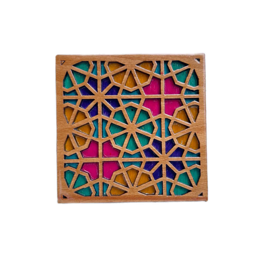 Geometrischer Holzuntersetzer mit dem Design Tara (x2)