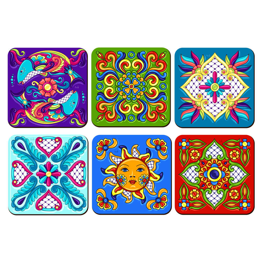Künstlerisches Set aus Untersetzern mit dem Design Tile