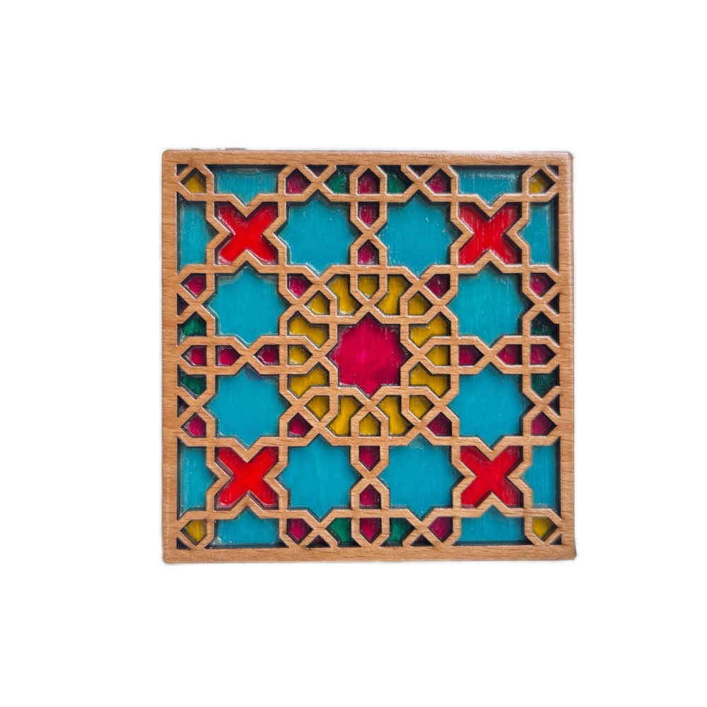 Geometrischer Holzuntersetzer mit dem Design Tina (x2)