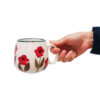 Künstlerische Tontasse - Handgefertigt mit Blumen-Muster