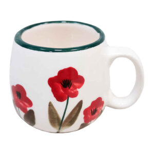Künstlerische Tontasse – Handgefertigt mit Blumen-Muster