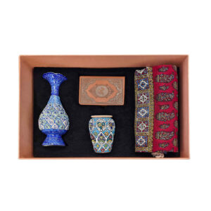 Schatzhaftes persisches handwerkliches Geschenkset mit Vase und Hafez-Buch