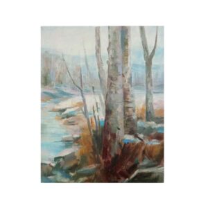 Original malerische Kunstmalerei – Öl auf Karton, Winter Landschaft