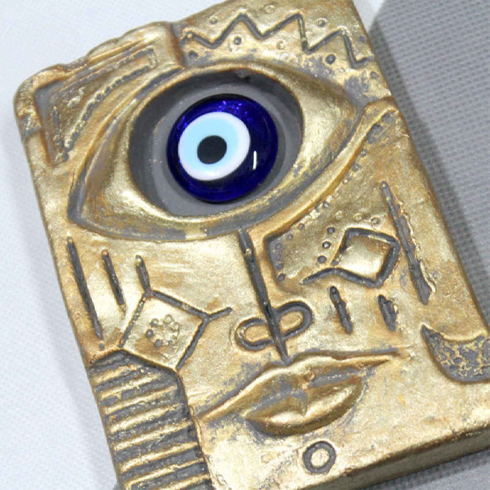 Cheshm Nazar Keramik-Amulett zum Aufhängen Modell Golden