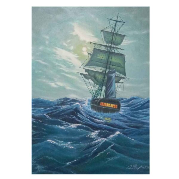 Original realistische Kunstmalerei - Öl auf Leinwand, Meer