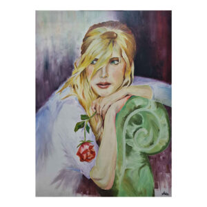 Original realistische Kunstmalerei – Öl auf Leinwand, Frau