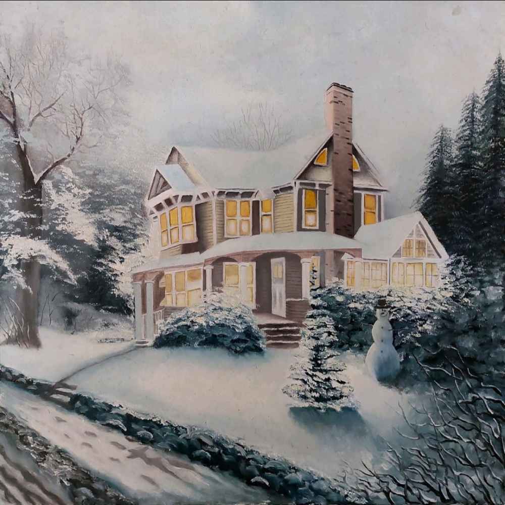 Original realistische Kunstmalerei - Öl auf Leinwand, Winter von Ebrahim Shirian