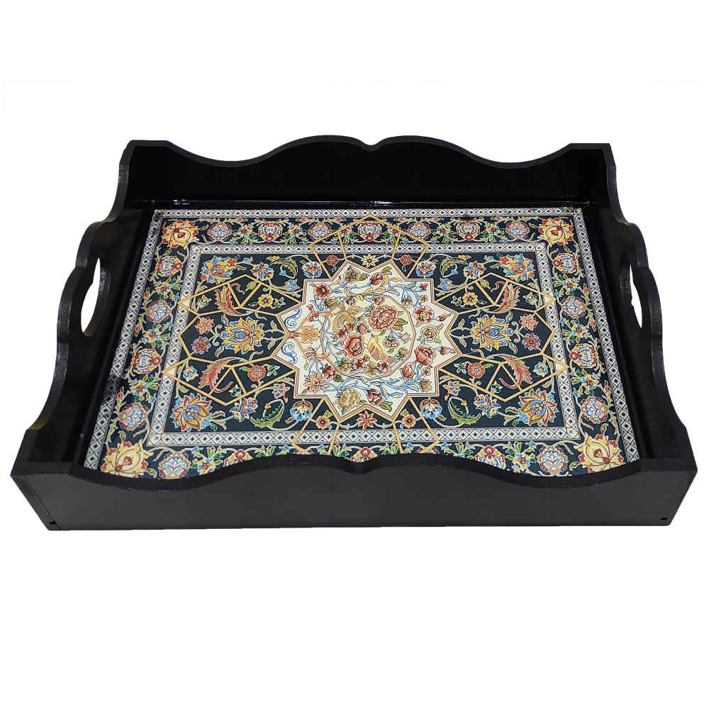Farsh Holzserviertablett mit persischem Motiv – Elegant & Funktional