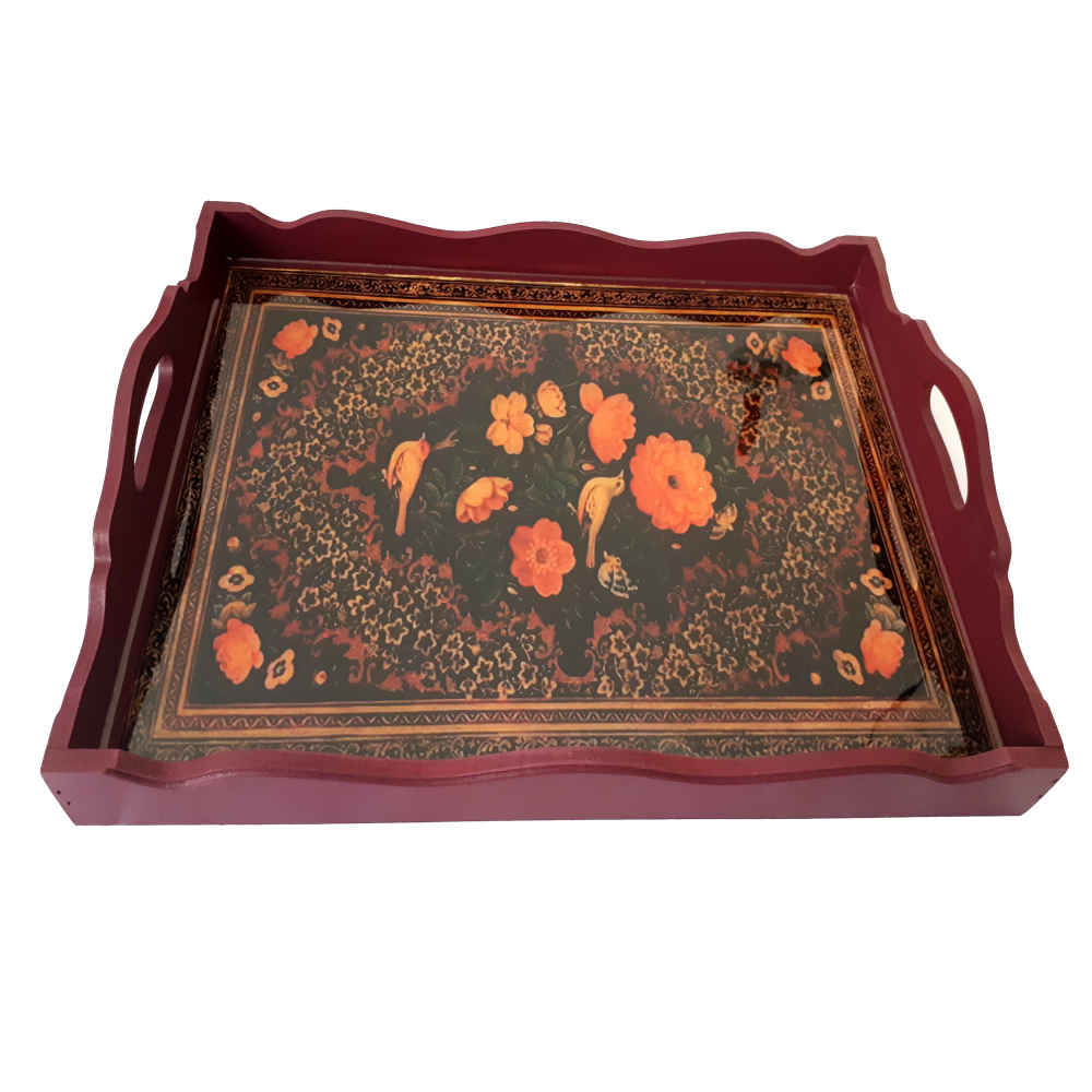 Floral Holzserviertablett – Persischer Kunststil zum Servieren