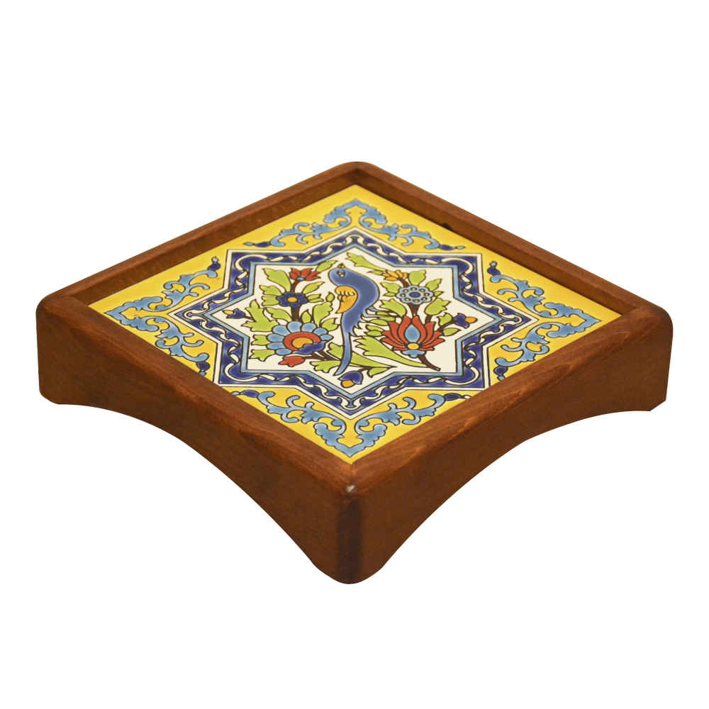 Gol O Morgh Holztablett mit persischer Kunst – Ideal zum Servieren von Getränken & Häppchen