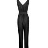 Schwarzer Jumpsuit mit seitlichem Gürtel für Frauen Tina