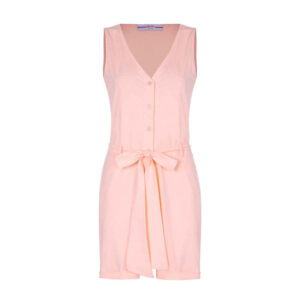 Overall-Romper für Frauen in Rosa mit kurzen Beinen und seitlichem Gürtel Elaheh