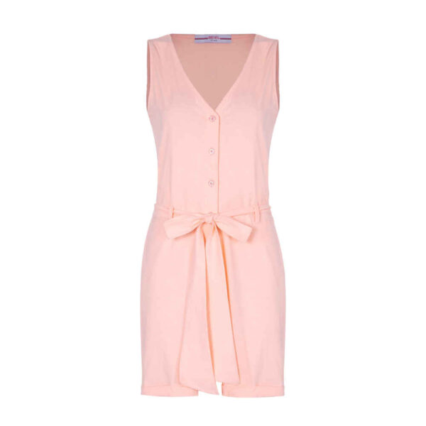 Overall-Romper für Frauen in Rosa mit kurzen Beinen und seitlichem Gürtel Elaheh