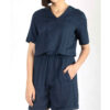 Lässiger Overall-Romper für Frauen mit kurzen Beinen Marineblau
