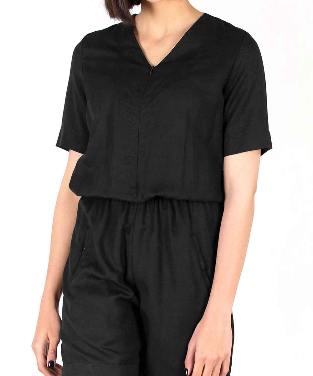 Lässiger Overall-Romper für Frauen mit kurzen Beinen Marineblau