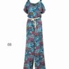 Floral Jumpsuit mit seitlichem Gürtel für Frauen Paradise