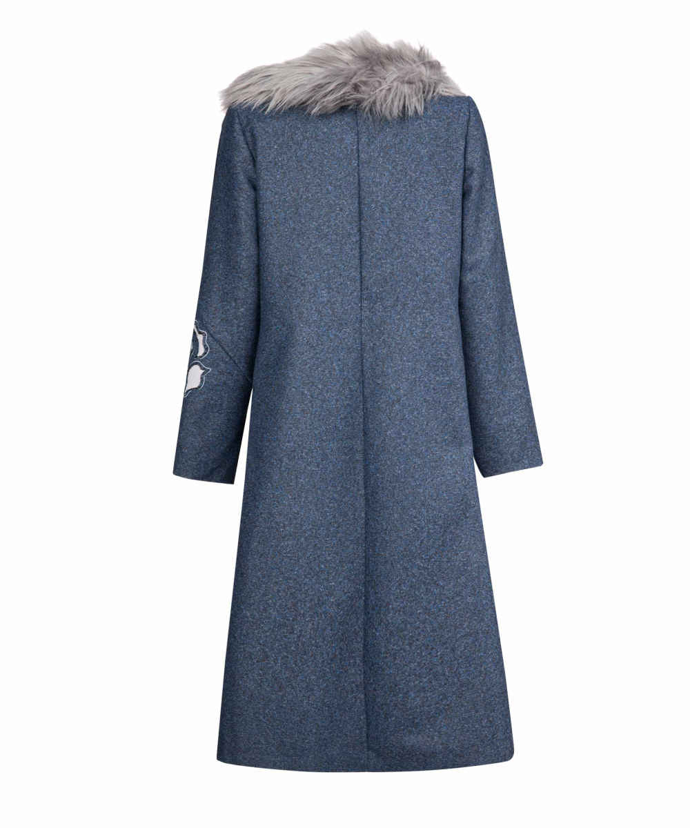 Zweireihiger Wollmantel für Damen mit Pelzkragen – Elegant & Warm