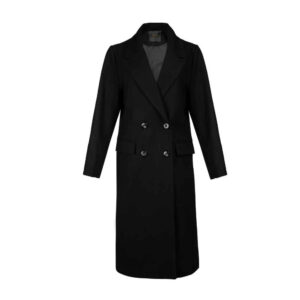 Winter-Zweireihiger Baumwollmantel für Damen – Schwarz, Warm & Stilvoll