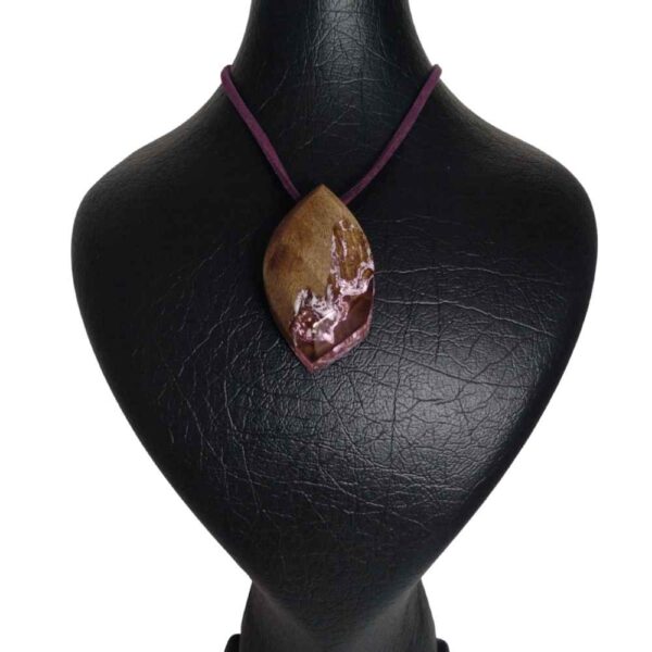 Holz- & Harz-Halskette, handgefertigt, künstlerisch, auffälliger Stil Berg