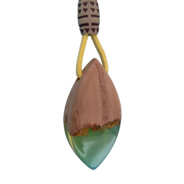 Holz- & Harz-Halskette, handgefertigt, künstlerisch, auffälliger Stil Pars